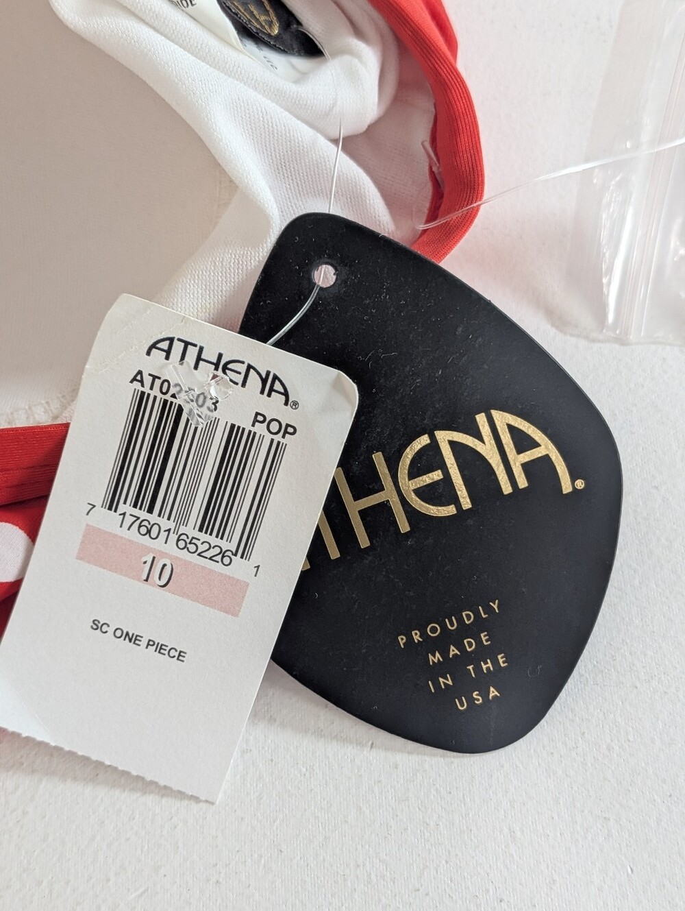 Athena Women Strapless Bandeau One Piece Swimsuit Red White Polka Dot Sz 10 New - Picture 13 of 13
